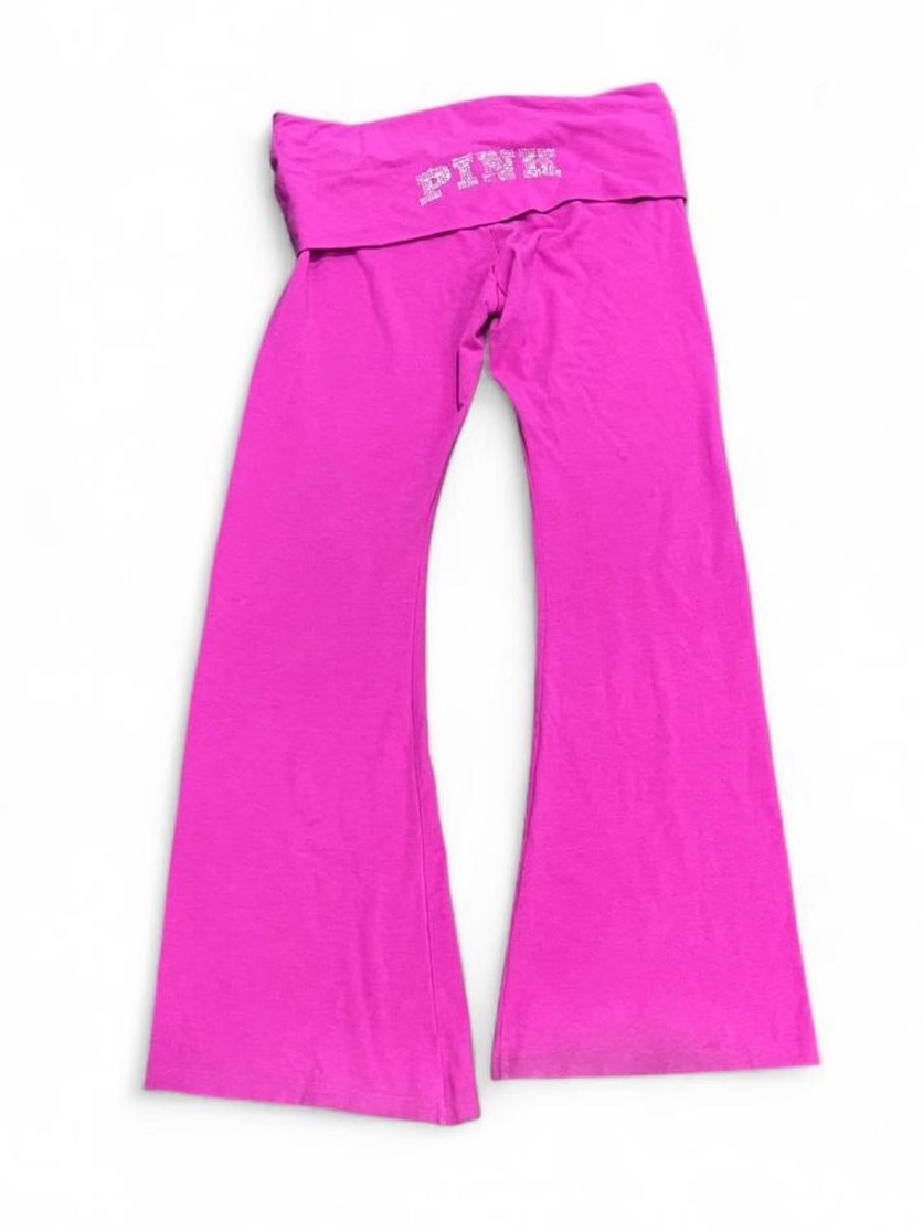 Victoria’s Secret Pink Fold-Over Waist Flare Yoga Pants - Hot Pink